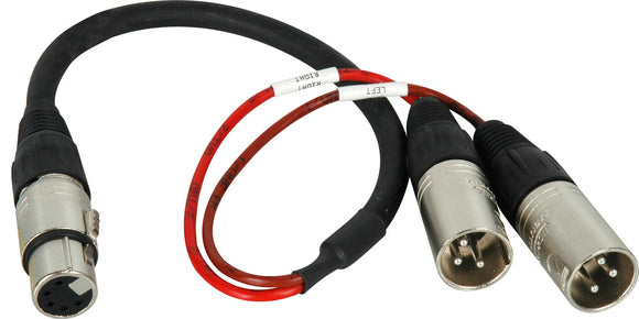 TecNec 2-Channel Balanced Audio Breakout Cable with 5-Pin XLRF to Two 3-Pin XLR Male Cable 3FT