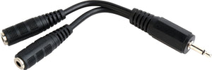 TecNec Y-M-2MF Mono 3.5mm Mini to 2 Mono 3.5mm Mini Female Y-Cable 6 Inch