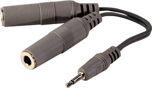 TecNec Y-M-2SPF Mono 3.5mm Mini Male to 2 Mono 1/4in Female Y-Cable 6 Inch