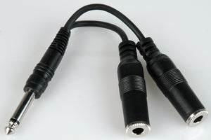 TecNec Y-SP-2SPF 1/4in Mono Plug to Dual 1/4in Mono Jacks Y-Cable 6 Inch