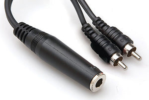 TecNec 1/4in TS Mono Female to Dual RCA Male Plugs Y-Cable 6 Inch