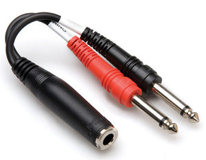 TecNec Y-SPFS-2SP 1/4In. TRS Stereo Female to Dual 1/4In. Male Y-Cable 6In.es