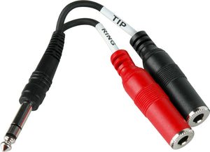 TecNec Y-SPS-2SPF 1/4in TRS Stereo Male to 1/4in Dual Mono Female Y-Cable 6 Inch