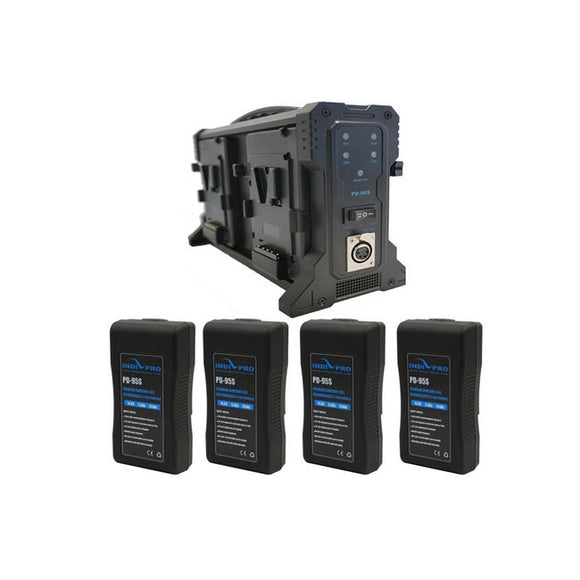 4x Compact 95Wh Li-Ion Batteries and Quad V-Mount Battery Charger Kit