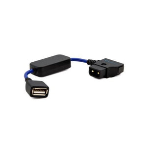 Kondor Blue D-Tap to 5V USB Converter Short Cable for Gold Mount/V-Mount Battery